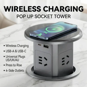 Wireless Charging Tower, USB-C, USB-A