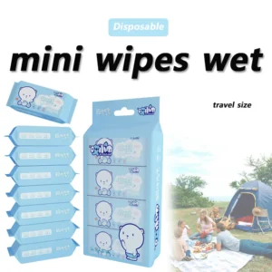 64 Disposable Mini Hand Wipes/Portable Travel Size - 8 packs