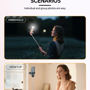 Selfie Stick, Telescopic with Built-in Light