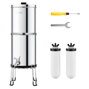 Gravity-fed Water Filter System with 2 Carbon Filters